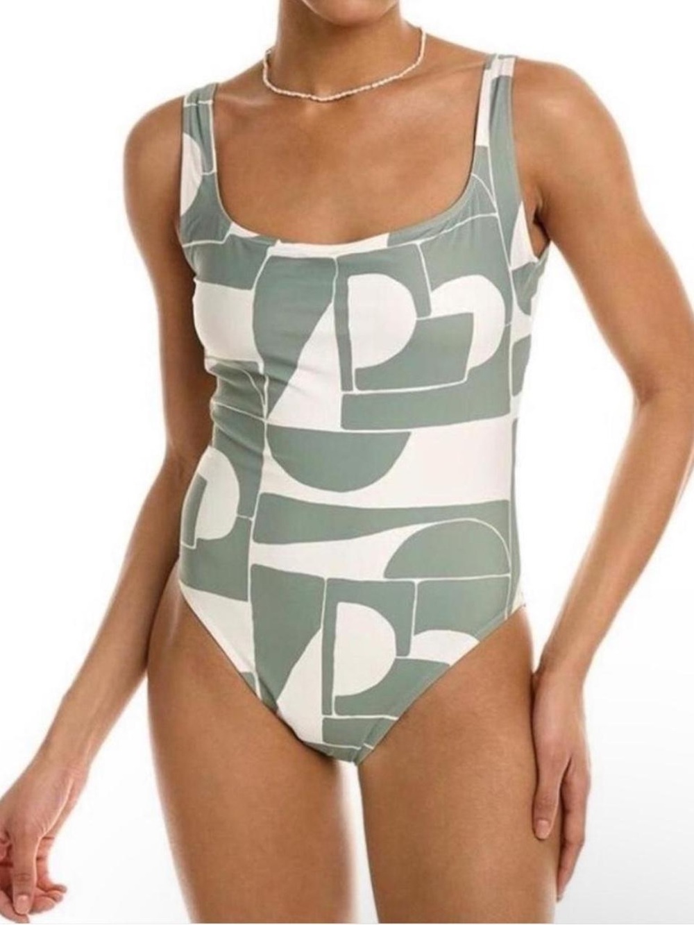 Madewell Women's Green and White Swimsuit-one-piece